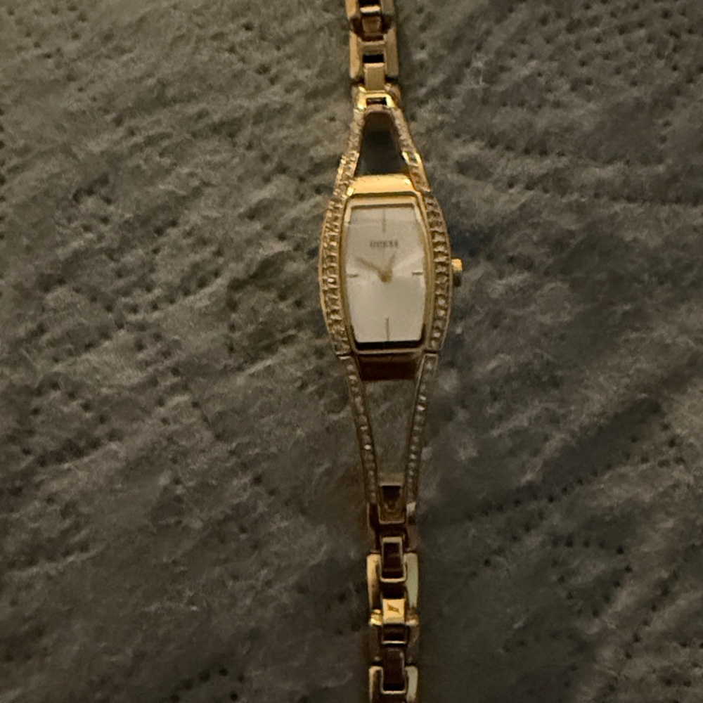 Guess Gold Women's Watch with White Dial and diamonds like accents